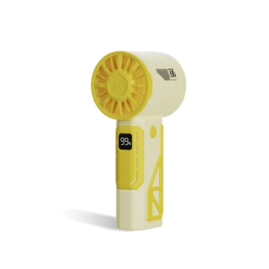 Yellow 100-Speed Mecha Handheld Fan | USB Rechargeable High-Speed Mini Fan | Powerful & Silent | Lightweight 150g with 6-8 Hour Battery Life - Mekamart Australia