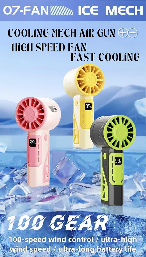 Yellow 100-Speed Mecha Handheld Fan | USB Rechargeable High-Speed Mini Fan | Powerful & Silent | Lightweight 150g with 6-8 Hour Battery Life - Mekamart Australia