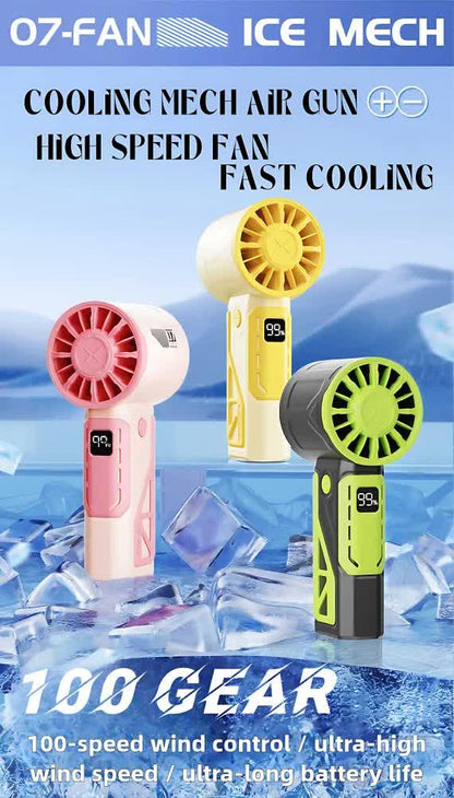 Pink 100-Speed Mecha Handheld Fan | USB Rechargeable High-Speed Mini Fan | Powerful & Silent | Lightweight 150g with 6-8 Hour Battery Life - Mekamart Australia