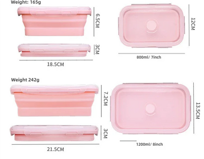 Blue Collapsible Silicone Bento Box Set - 4-Piece Food-Grade Microwave & Freezer Safe Lunch Box Set - Mekamart Australia