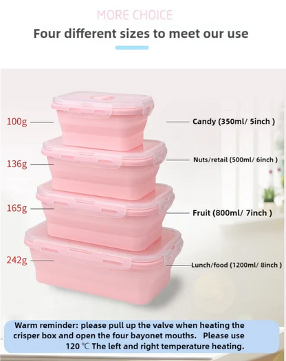 Blue Collapsible Silicone Bento Box Set - 4-Piece Food-Grade Microwave & Freezer Safe Lunch Box Set - Mekamart Australia