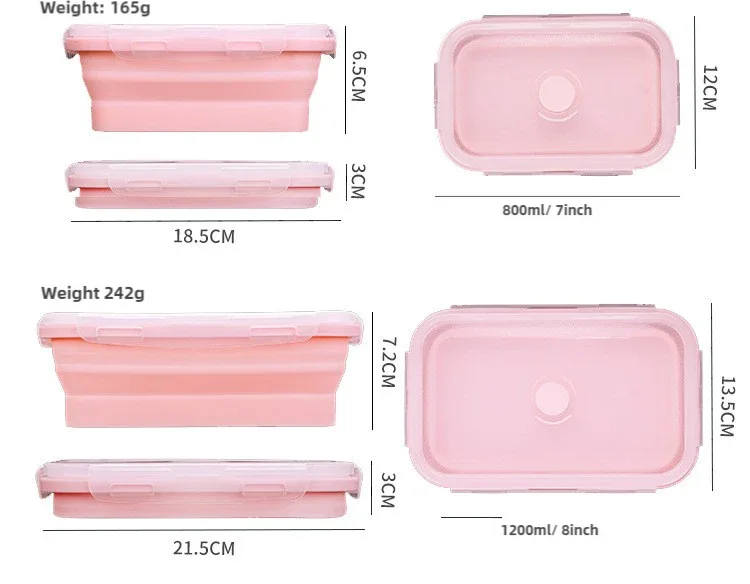 Green Collapsible Silicone Bento Box Set - 4-Piece Food-Grade Microwave & Freezer Safe Lunch Box Set - Mekamart Australia