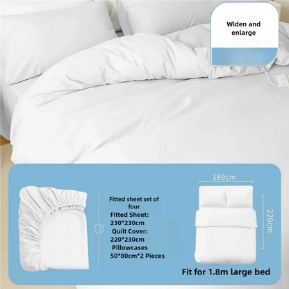 4 Packaging White Disposable Travel Bedding Set - Waterproof & Clean, Soft Non-Woven Fabric, 4 Pieces Set for Twin Beds - Mekamart Australia