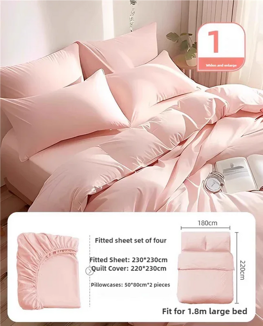 4 Packaging Pink Disposable Travel Bedding Set - Waterproof & Clean, Soft Non-Woven Fabric, 4 Pieces Set for Twin Beds - Mekamart Australia