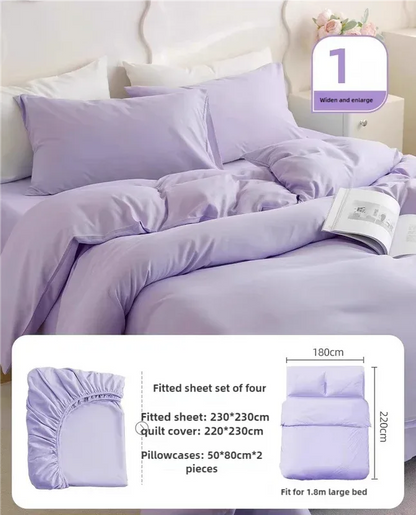 4 Packaging Purple Disposable Travel Bedding Set - Waterproof & Clean, Soft Non-Woven Fabric, 4 Pieces Set for Twin Beds - Mekamart Australia