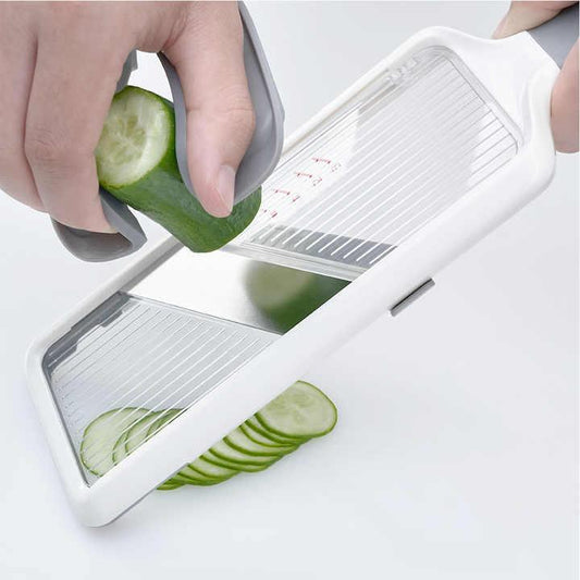 Grey Multi-Function Vegetable Cutter, Potato Slicer, Fruit Slicing Machine, Grater for Carrots & More - Mekamart Australia