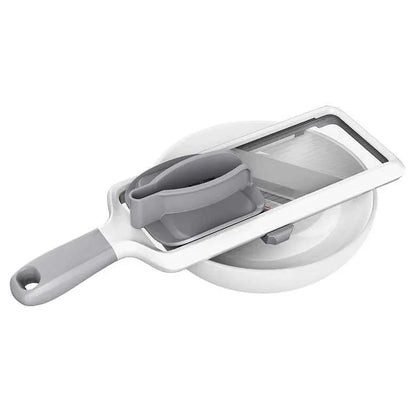 Grey Multi-Function Vegetable Cutter, Potato Slicer, Fruit Slicing Machine, Grater for Carrots & More - Mekamart Australia