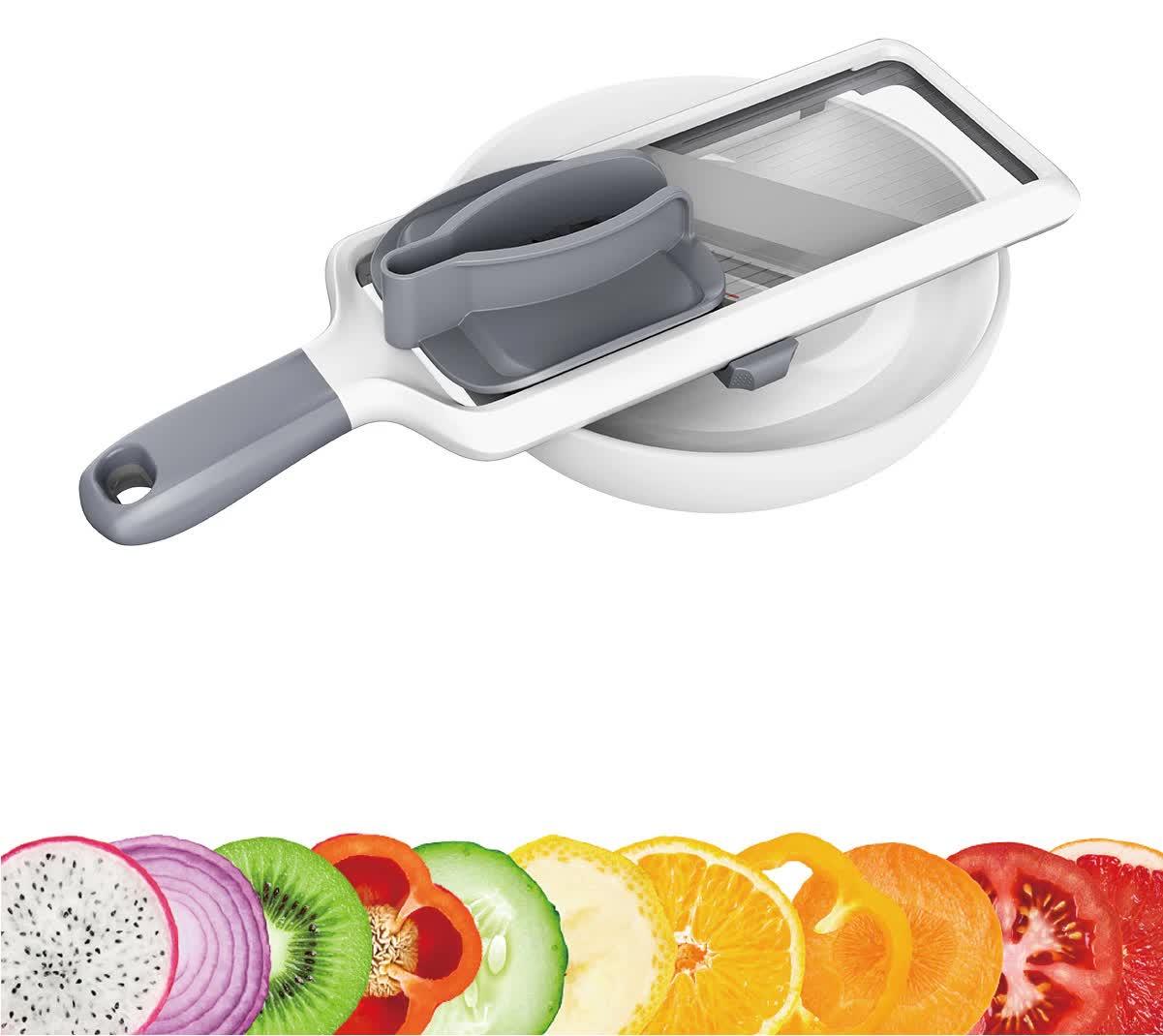 Grey Multi-Function Vegetable Cutter, Potato Slicer, Fruit Slicing Machine, Grater for Carrots & More - Mekamart Australia
