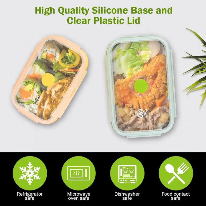 3-piece Set (Yellow + Green + Blue) Collapsible Silicone Food Storage Containers Set – 350ML, 500ML, 800ML | BPA-Free, Microwave, Dishwasher & Freezer Safe | Foldable & Portable Bento Boxes for Travel & Outdoor - Mekamart Australia