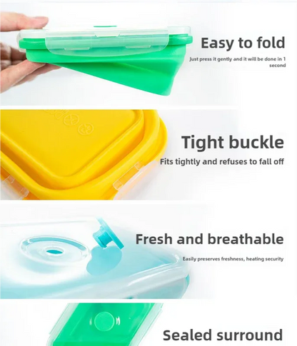 3-piece Set (Yellow + Green + Blue) Collapsible Silicone Food Storage Containers Set – 350ML, 500ML, 800ML | BPA-Free, Microwave, Dishwasher & Freezer Safe | Foldable & Portable Bento Boxes for Travel & Outdoor - Mekamart Australia