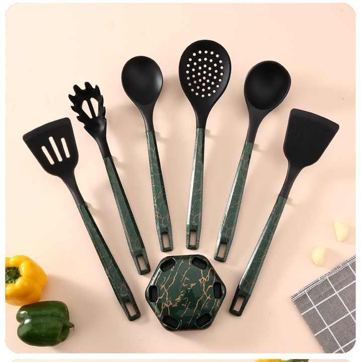 White And Black Set High-Temperature Resistant 7-Piece Silicone Kitchen Utensils Set – Non-Stick Cooking Tools, Food-Grade Silicone, Heat-Resistant Spatulas, and Spoons for Non-Stick Pans - Mekamart Australia