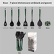 Black And Green Set High-Temperature Resistant 7-Piece Silicone Kitchen Utensils Set - Non-Stick Cooking Tools, Food-Grade Silicone, Heat-Resistant Spatulas, and Spoons for Non-Stick Pans - Mekamart Australia