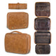 Yellowish Brown Luxury PU Business Travel Toiletry Bag - Large Capacity Waterproof Makeup Organizer with Dividers - Portable & Stylish Bathroom Storage - Mekamart Australia