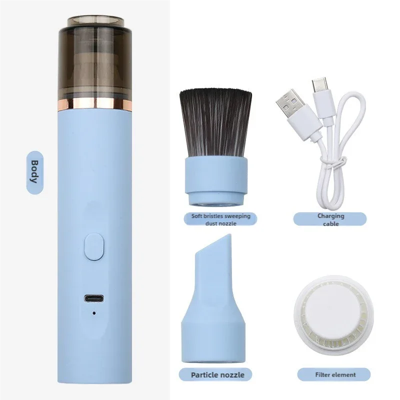Blue Mini Portable Wireless Dust Vacuum Cleaner, Powerful and Long-Lasting Handheld Vacuum for Makeup Tables, Powder, and Dust - Mekamart Australia