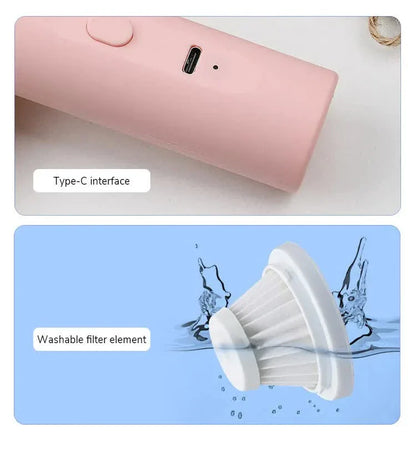 Blue Mini Portable Wireless Dust Vacuum Cleaner, Powerful and Long-Lasting Handheld Vacuum for Makeup Tables, Powder, and Dust - Mekamart Australia