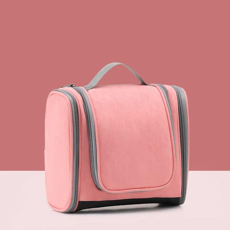 Pink Large Capacity Travel Toiletry Bag with Dry-Wet Separation - Hanging Organizer for Cosmetics and Personal Care - Mekamart Australia