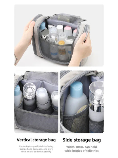 Pink Large Capacity Travel Toiletry Bag with Dry-Wet Separation - Hanging Organizer for Cosmetics and Personal Care - Mekamart Australia
