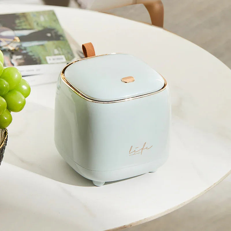 Light Green Portable Tabletop Trash Can with Dual-Layer Design - Convenient for Desk Organization - Mekamart Australia