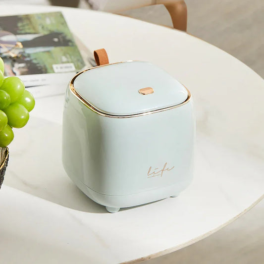 Light Green Portable Tabletop Trash Can with Dual-Layer Design - Convenient for Desk Organization - Mekamart Australia