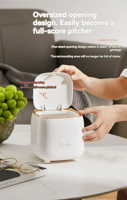 Light Green Portable Tabletop Trash Can with Dual-Layer Design - Convenient for Desk Organization - Mekamart Australia