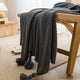 Dark Grey 110cm x 150cm Soft Tassel Throw Blanket for Sofa or Bed, Cozy Casual Blanket for Office Nap, Minimalist Bed End Cover - Mekamart Australia