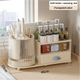 All-in-One Kitchen Countertop Organizer | Rotating Utensil Holder, Knife Block & Spice Rack with Drawer | Transparent color - Mekamart Australia
