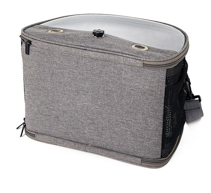 Stylish Leaf Print Clear View Bird Carrier - Portable Travel Cage with Perch & Tray for Parrots, Cockatiels & Small Pets