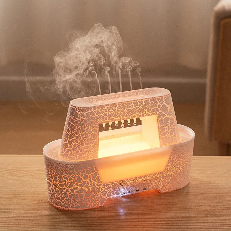 White 300ml Ultrasonic Aroma Diffuser with Cracked Light Design - Cool Mist Humidifier for Home and Office - Mekamart Australia