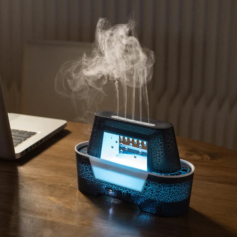 Black 300ml Ultrasonic Aroma Diffuser with Cracked Light Design - Cool Mist Humidifier for Home and Office - Mekamart Australia