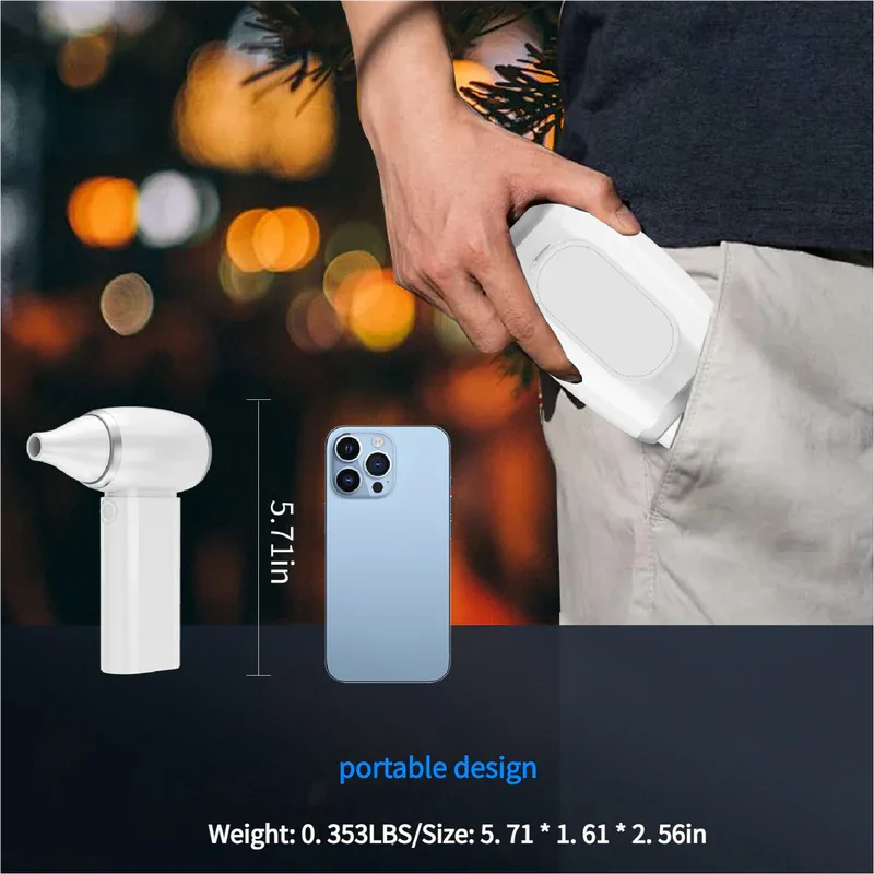 Black Portable Turbo Handheld Blower Fan - 130000RPM High-Speed Mini Fan with 5000mAh Battery - Mekamart Australia