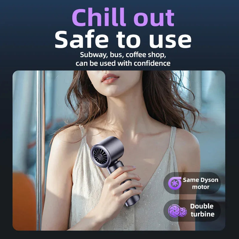Purple Portable Handheld Fan with 120-Speed Display - USB Rechargeable Mini Cooling Fan for Outdoor Use - Mekamart Australia