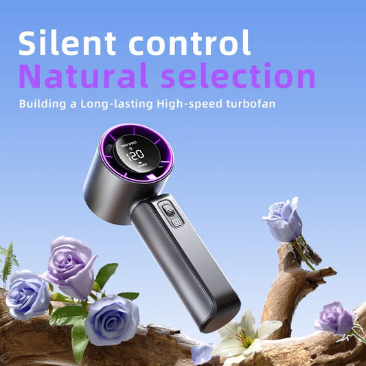 Pink Portable Handheld Fan with 120-Speed Display - USB Rechargeable Mini Cooling Fan for Outdoor Use - Mekamart Australia