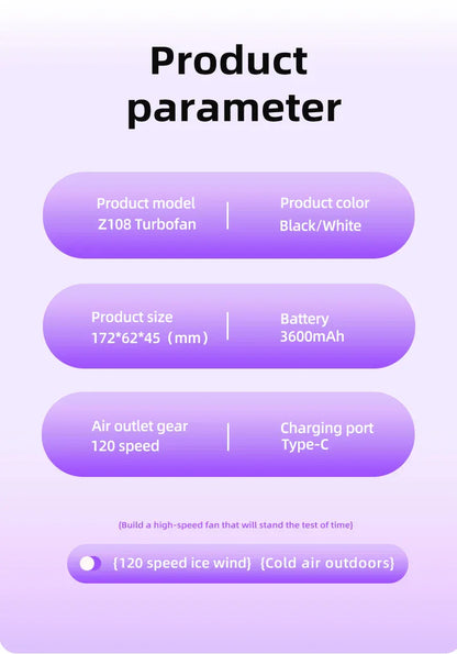 Pink Portable Handheld Fan with 120-Speed Display - USB Rechargeable Mini Cooling Fan for Outdoor Use - Mekamart Australia