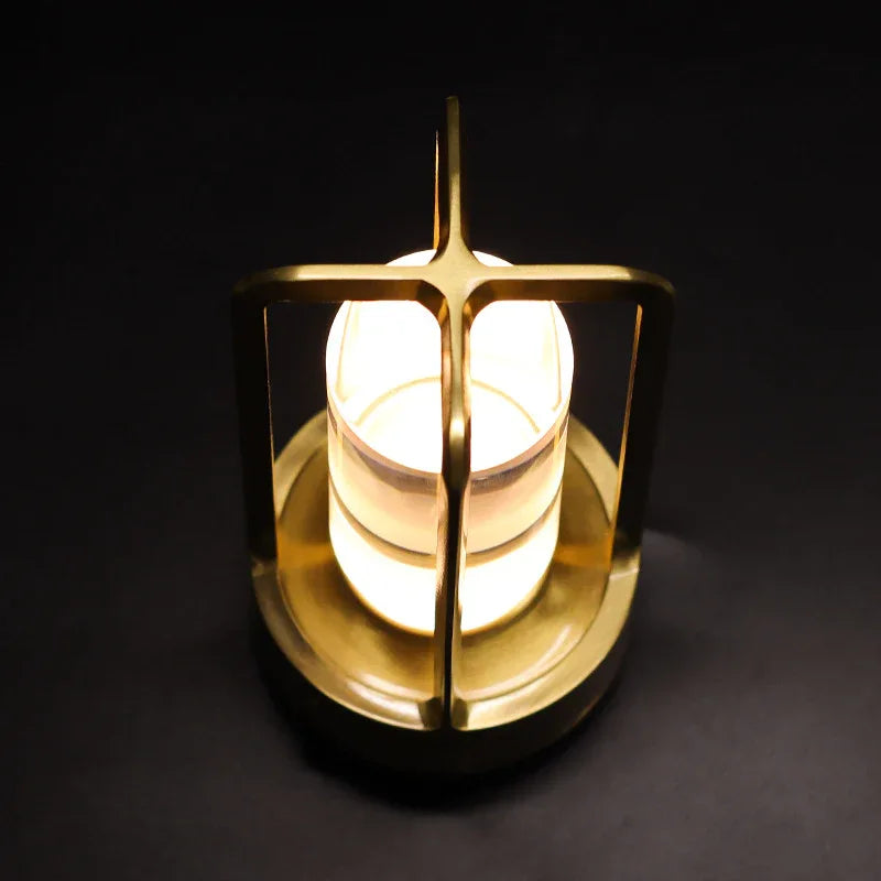 Gold Rechargeable Table Lamp - Touch Dimming 3-Color LED Light for Bedroom and Office - Mekamart Australia