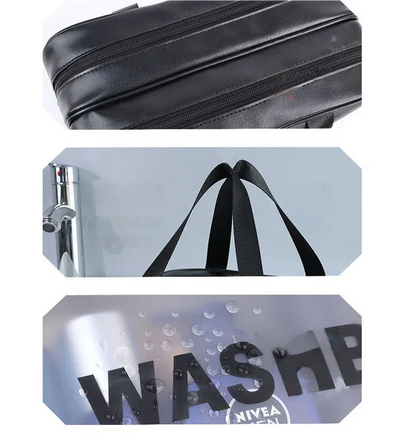 2PCS Dual-Layer Transparent PU Cosmetic Pouch - Wet and Dry Separation, Large size(31*15*20cm)- Pink - Mekamart Australia