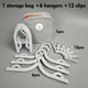 Portable Folding Travel Hangers Set - 19 Piece Laundry Kit with 6 Adjustable Hangers 12 Clips and Storage Bag - Space Saving Design for Caravanning Camping and Student Dorms - Gray