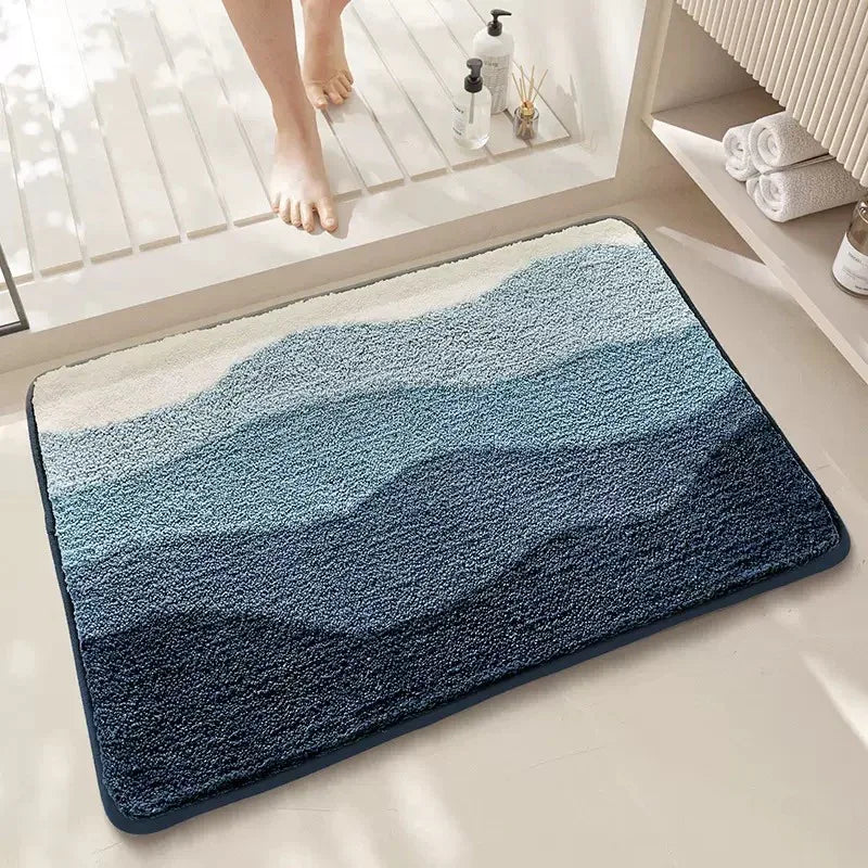 Blue Bath Mat - Super Absorbent, Non-Slip Bathroom Floor Mat - 50x80cm - Mekamart Australia