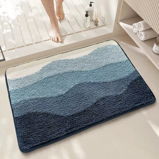 Blue Bath Mat - Super Absorbent, Non-Slip Bathroom Floor Mat - 50x80cm - Mekamart Australia