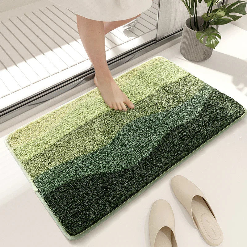 Green Bath Mat - Super Absorbent, Non-Slip Bathroom Floor Mat - 50x80cm - Mekamart Australia