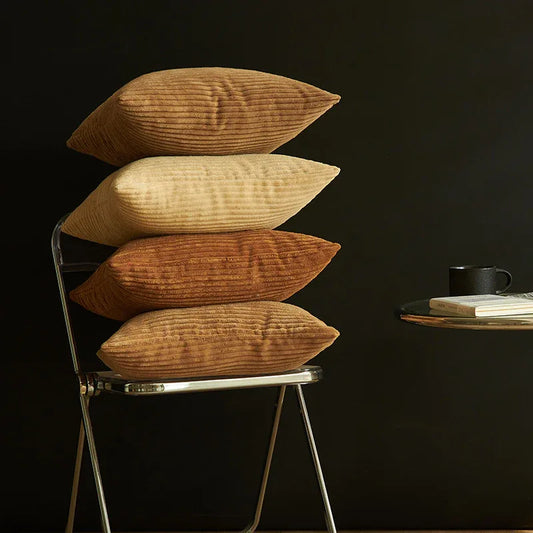 Dark Green Set of 4 Corduroy Pillow Covers - Solid Color Minimalist Throw Cushion Covers - 45x45cm (Pillow Inserts are NOT Included) - Mekamart Australia