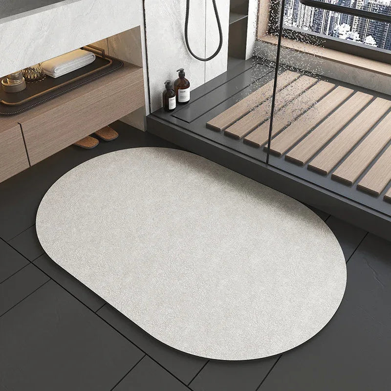 2 pcs Oval dark Beige Quick-Dry Absorbent Non-Slip Bath Rug for Bathroom, Kitchen & Entryway 40x60cm - Mekamart Australia