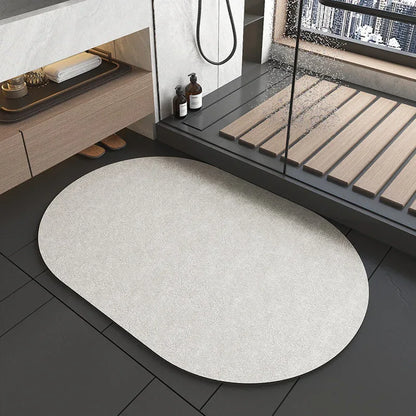 Oval dark Beige Quick-Dry Absorbent Non-Slip Bath Rug for Bathroom, Kitchen & Entryway 50x80cm - Mekamart Australia