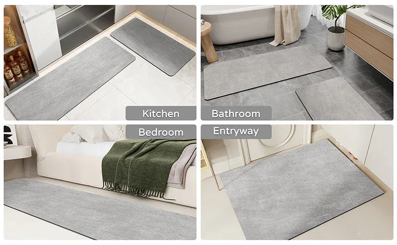 Oval dark Beige Quick-Dry Absorbent Non-Slip Bath Rug for Bathroom, Kitchen & Entryway 50x80cm - Mekamart Australia