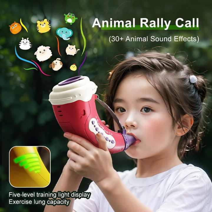 Yellow Interactive Animal Sound Whistle Horn for Kids – Lung Capacity Training and 30+ Sound Effects Toy - Mekamart Australia