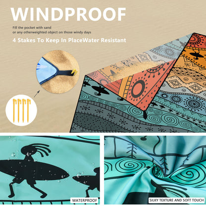 Style STD-001-17 Brown Quick Dry Beach Mat Sand Proof Waterproof Outdoor Picnic Blanket - Compact & Lightweight