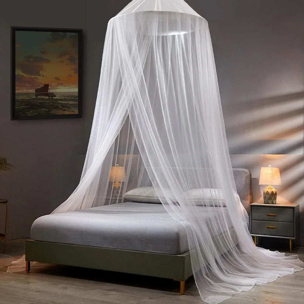 White Hanging Princess Bed Canopy Mosquito Net - Dome Bedding for Dorm Rooms & Bedrooms (Fits ≤1.5m Beds) - Mekamart Australia