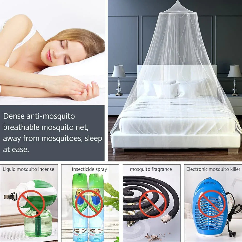 White Hanging Princess Bed Canopy Mosquito Net - Dome Bedding for Dorm Rooms & Bedrooms (Fits ≤1.5m Beds) - Mekamart Australia