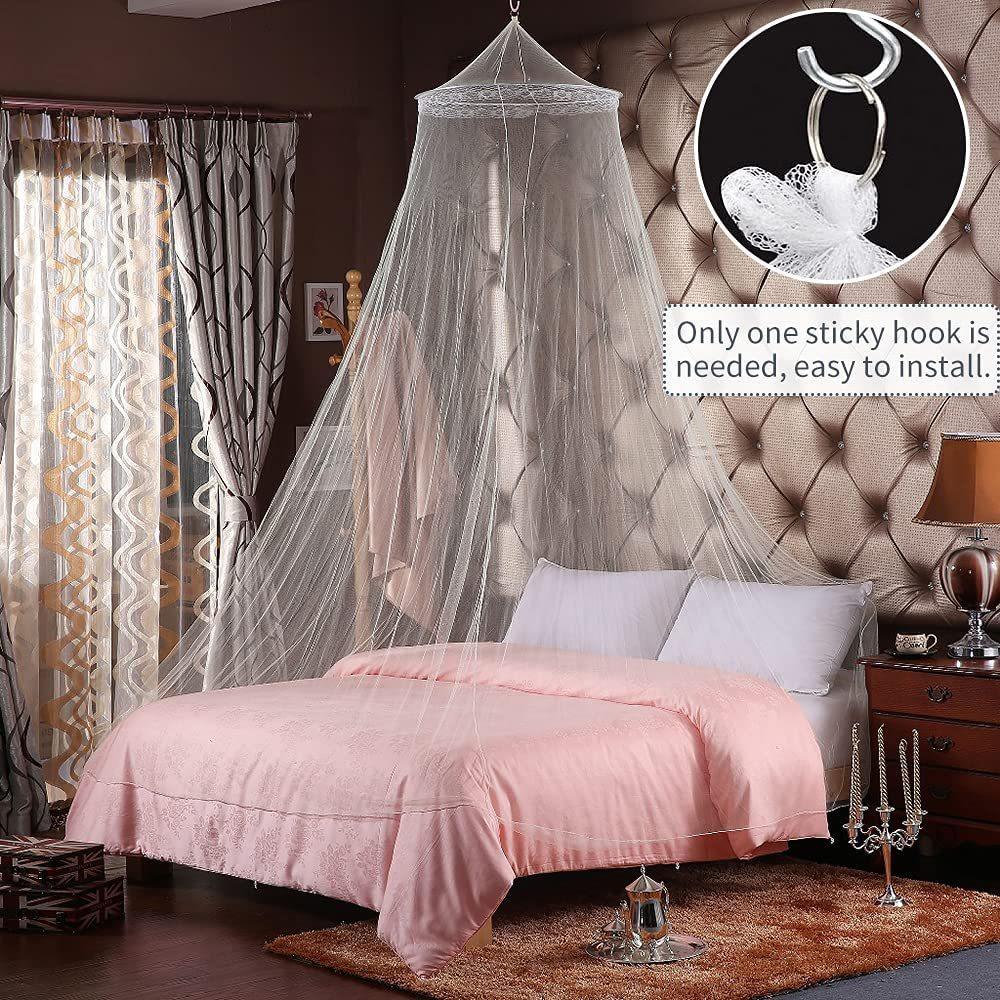 White Hanging Princess Bed Canopy Mosquito Net - Dome Bedding for Dorm Rooms & Bedrooms (Fits ≤1.5m Beds) - Mekamart Australia