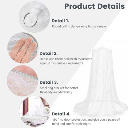 Pink Hanging Princess Bed Canopy Mosquito Net - Dome Bedding for Dorm Rooms & Bedrooms (Fits 1.8m-2m Beds) - Mekamart Australia