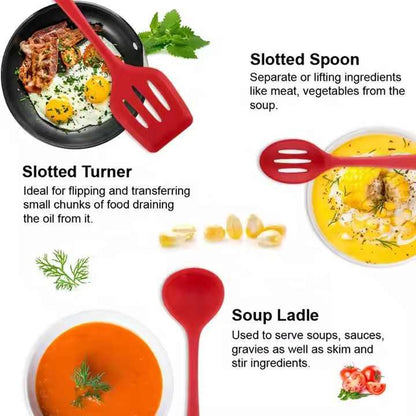 Grey 10-Piece Premium Silicone Kitchen Utensil Set - Heat Resistant, Non-Stick Cookware - Mekamart Australia